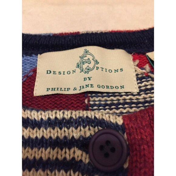 Design Options Philip Jane Gordon Sweater L Cardigan Stars Stripe Patriotic (HH8 - Picture 10 of 12